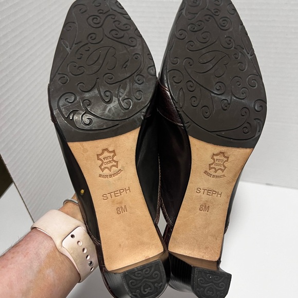 Brighton Steph Chocolate Brown Leather Crocodile Mule Heels 8 - Picture 7 of 7